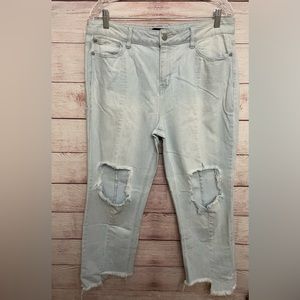 Tinsel Denim Couture Women Distressed Blue Jeans 30W Light Wash Frayed Hem